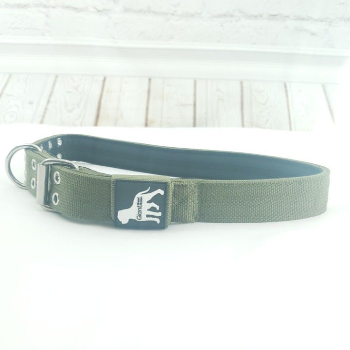 Giant Breed Nation Khaki Green Heavy Duty Nylon Breed Dogs Tactical Collar Sz XL