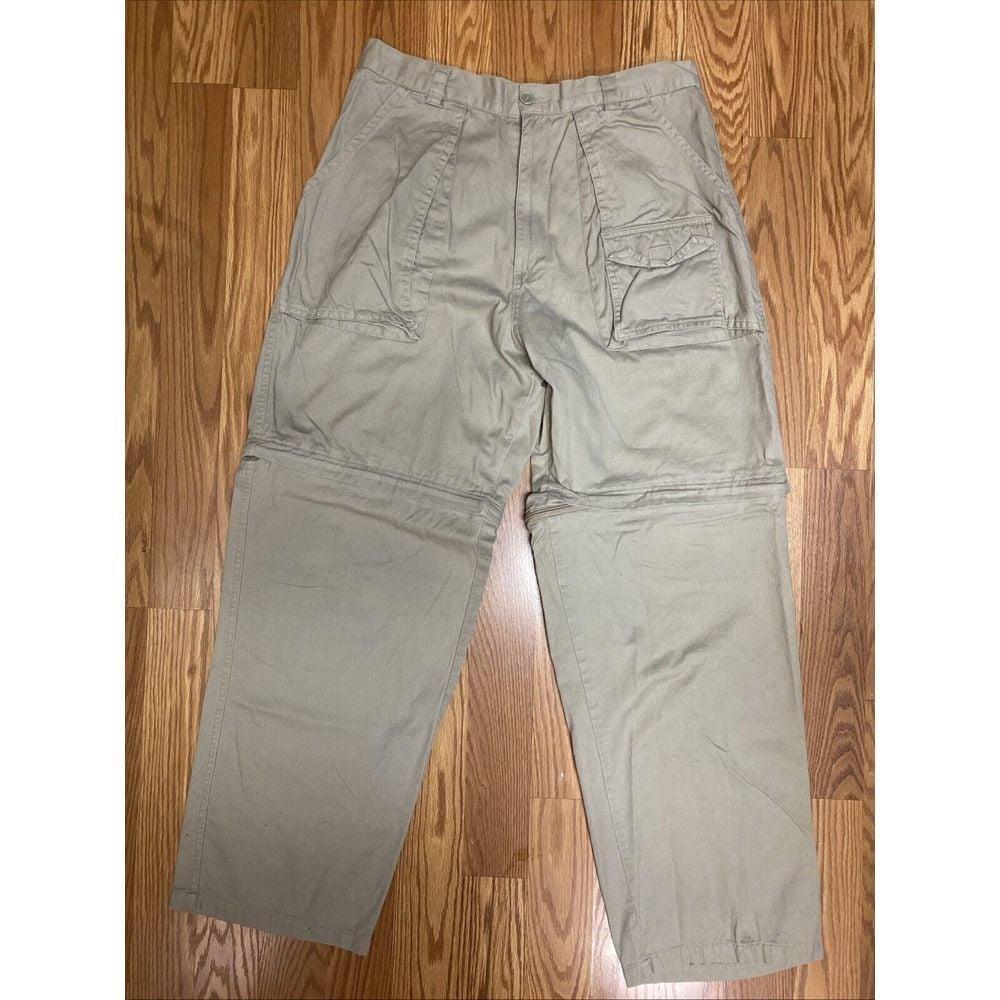 Vintage Y2K Convertible ZipOff Baggy Skate Pants Beige 36x32 Cargo Pacific Crest