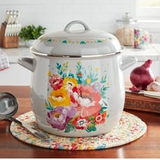 The Pioneer Woman Sweet Romance 12-Quart Enamel on Steel Stock Pot, Gray