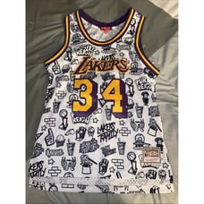 Mitchell & Ness NBA Los Angeles LA Lakers Shaquille O'Neal 34 Doodle Jersey Sz S