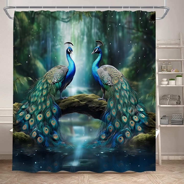 Peacock Shower Curtain Asia Beautiful Birds Wildlife Wild Animal Forest Fairy