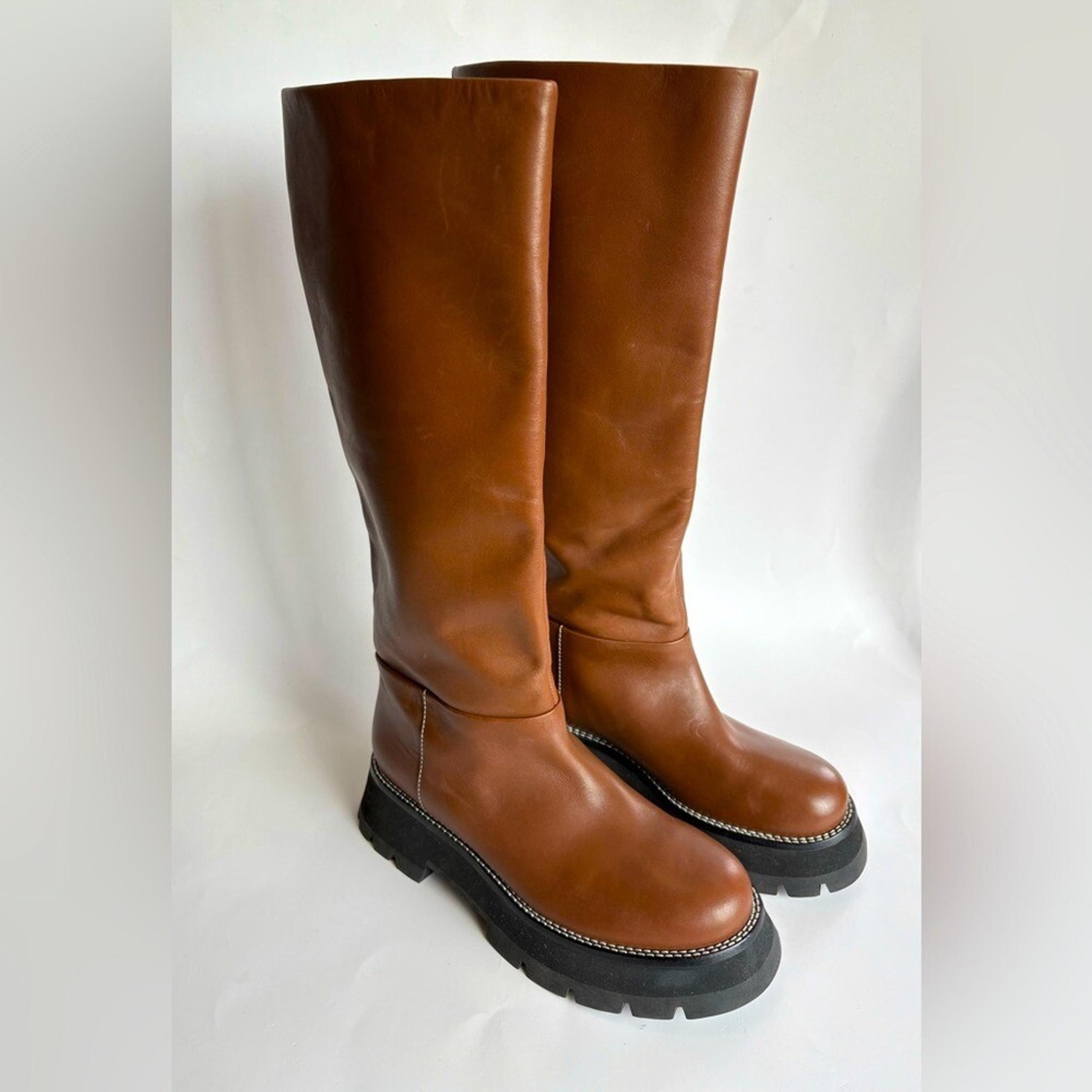 3.1 Phillip Lim Women's EU 39 Kate Brown Lug Sole Platform Tube Boots Leather