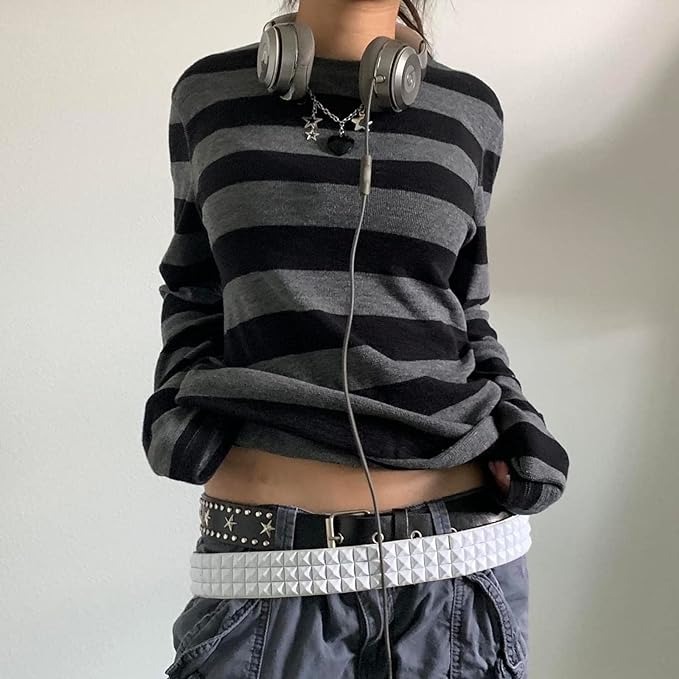 Women's rock wear Long sleeve loose shirt Fall vintage streetwear T-shirt