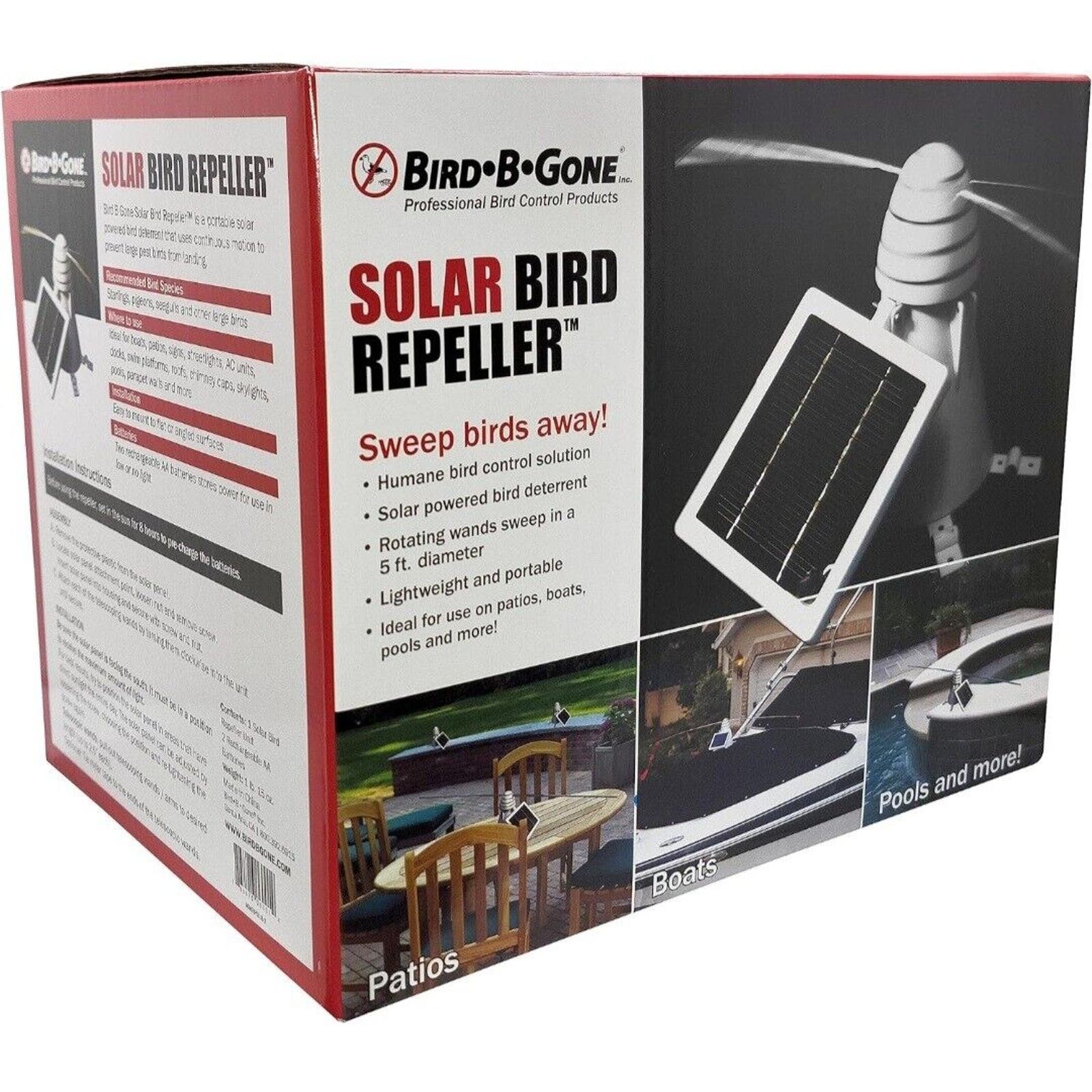 Bird B Gone - Solar Bird Repeller Spinning Deterrent Telescoping Arms NEW/OB