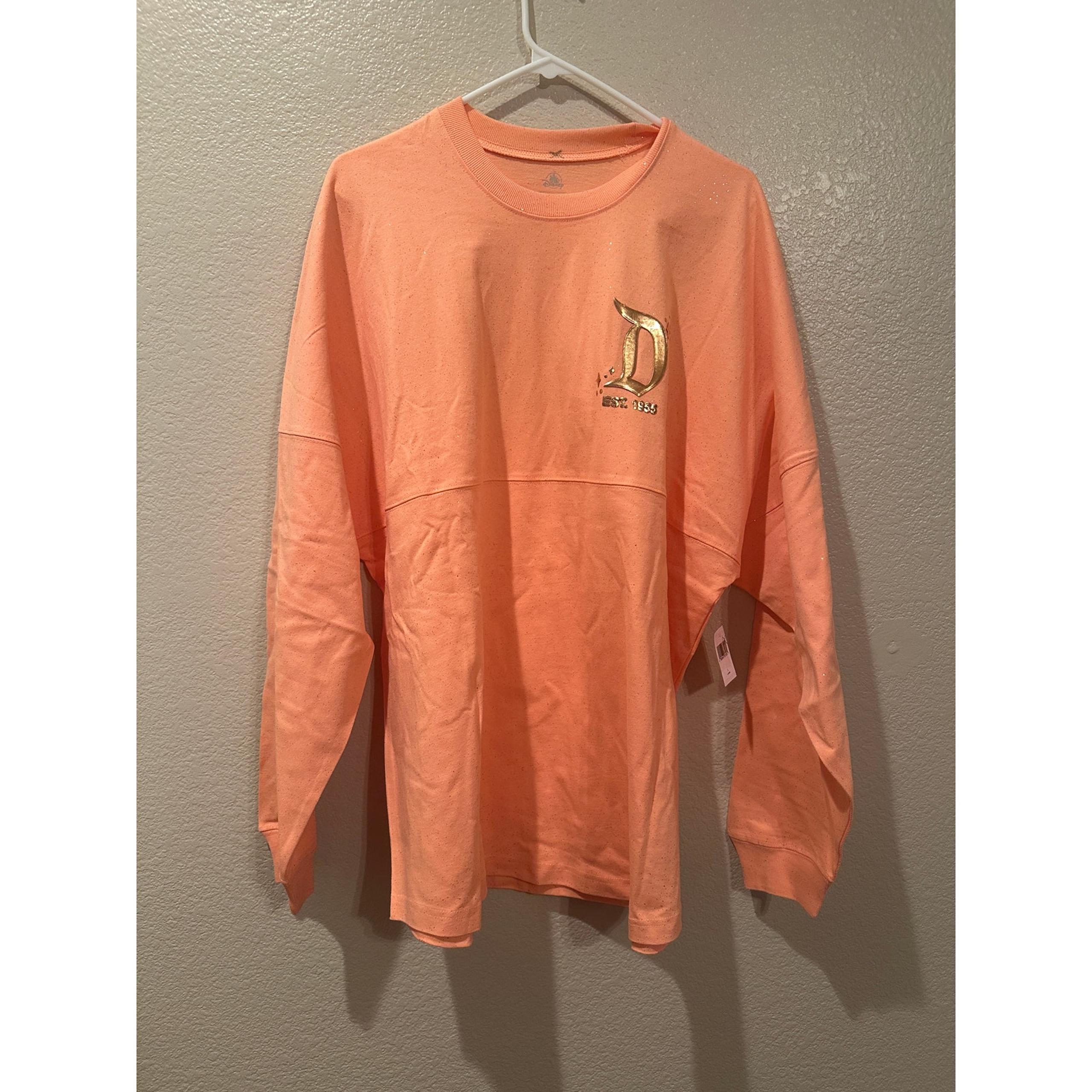 NWT Disney Parks Disneyland Peach Punch Glitter Rose Gold Aurora Spirit Jersey L