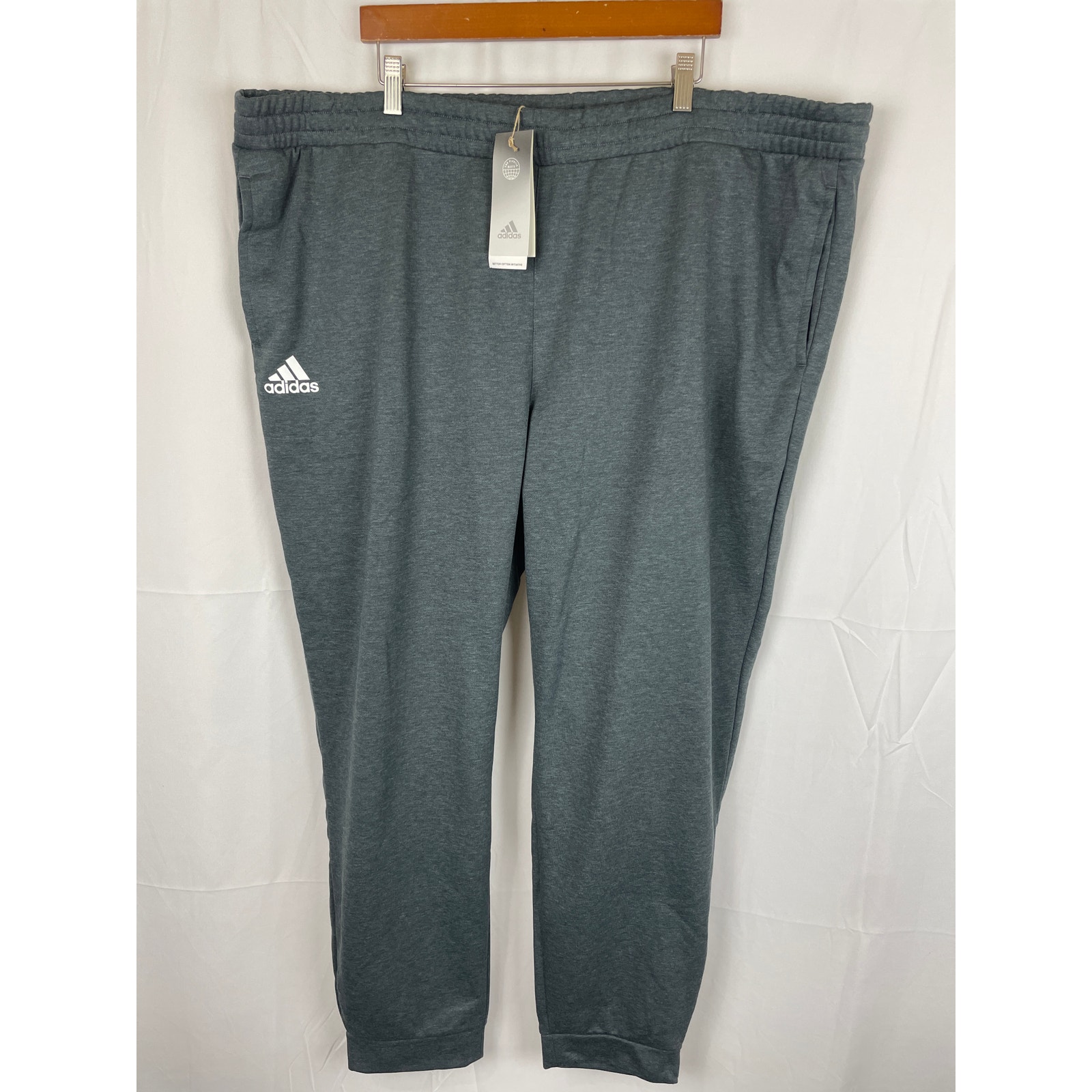 Adidas Essential Cotton Fleece Jogger Pant Dark Charcoal Gray HE2610 Size 2XL