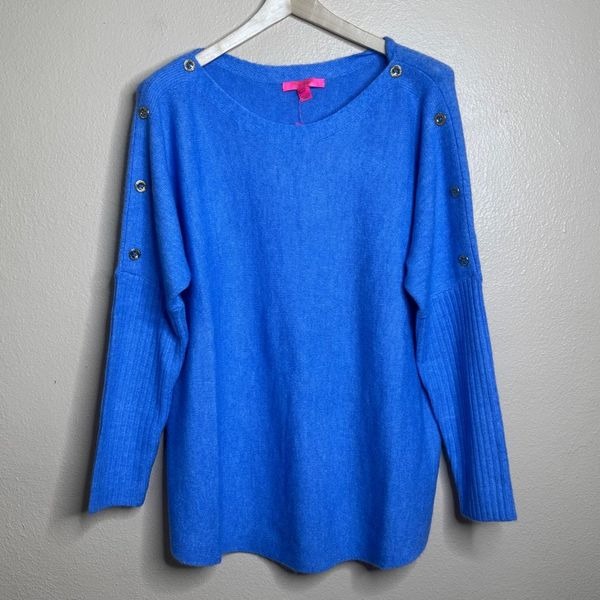 Lilly Pulitzer Arna Sweater Women's XL Heathers Abaco Blue Long Sleeve New