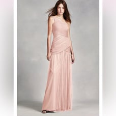 White by Vera Wang One Shoulder Illusion Pink Tulle Dress NWT Size 10