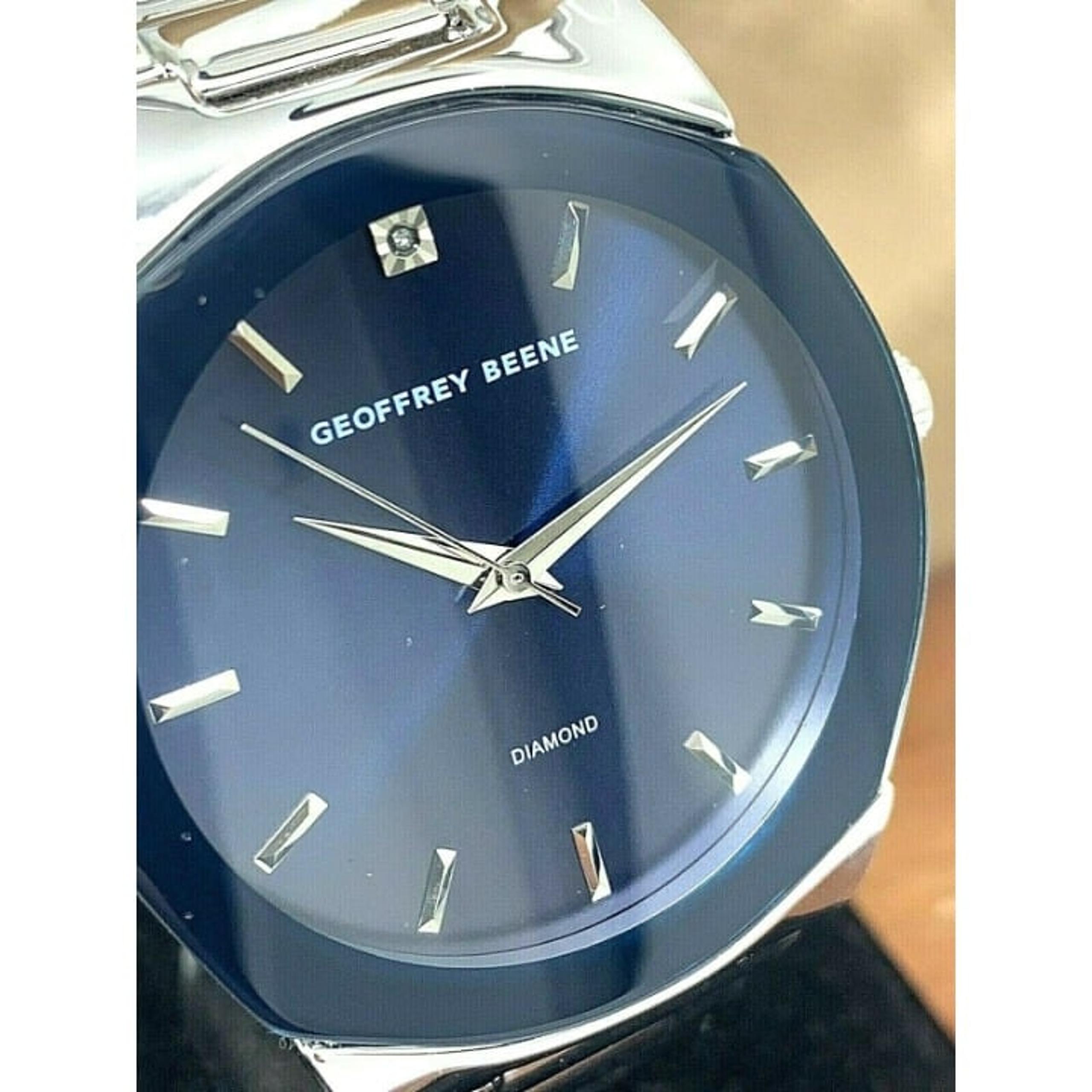 Geoffrey Beene Men's Watch GBA0005SL Blue Dial Diamond Accent Quartz 42mm Steel