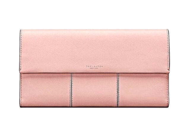 Tory Burch Block-T Travel Clutch Leather