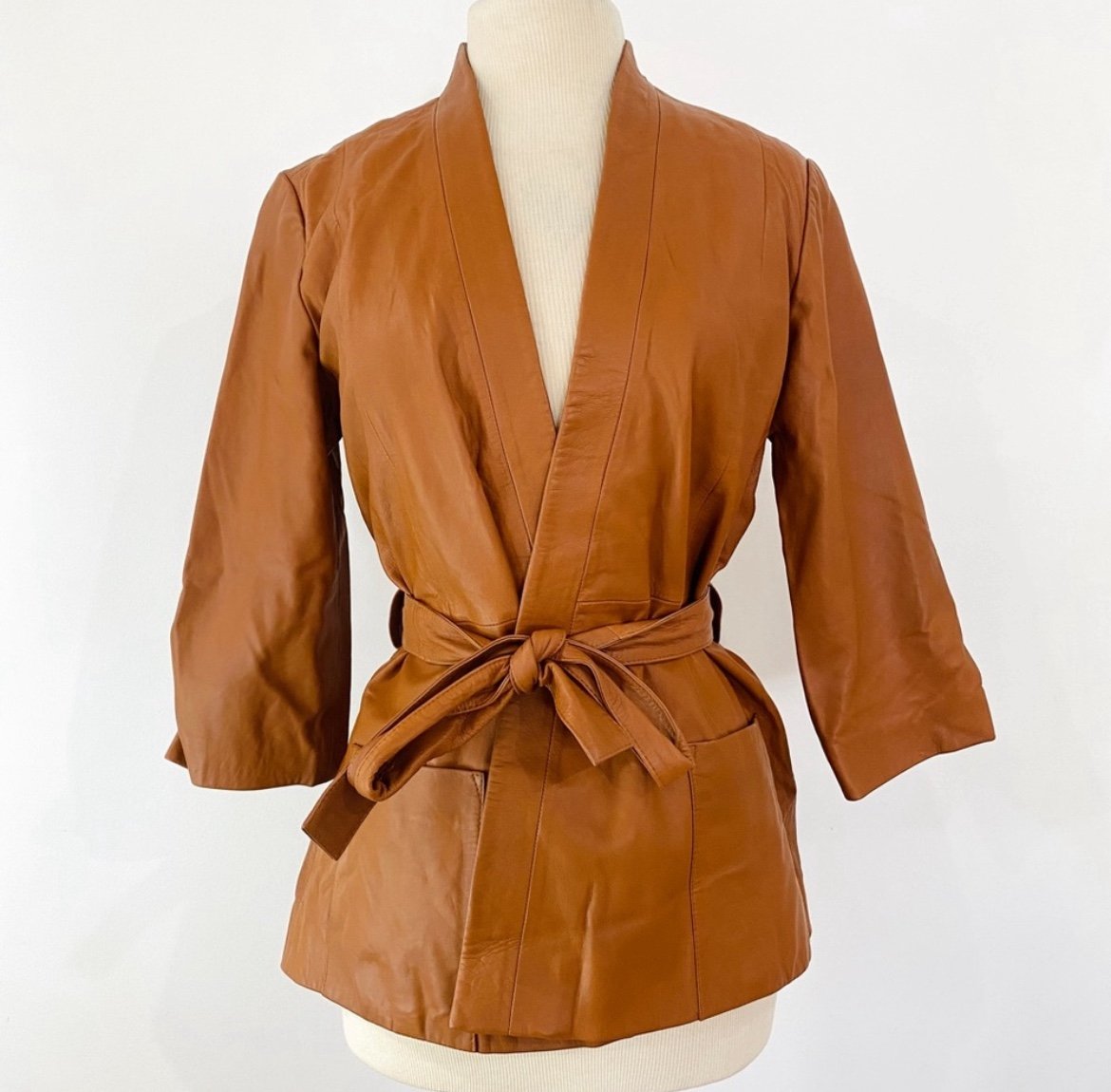 Just Female Lambskin Kimono Style Belted Jacket Small MSRP 499