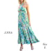 J.NNA Green Halter Abstract Print Ruffled Boho Smocked Maxi Dress NWT Size L
