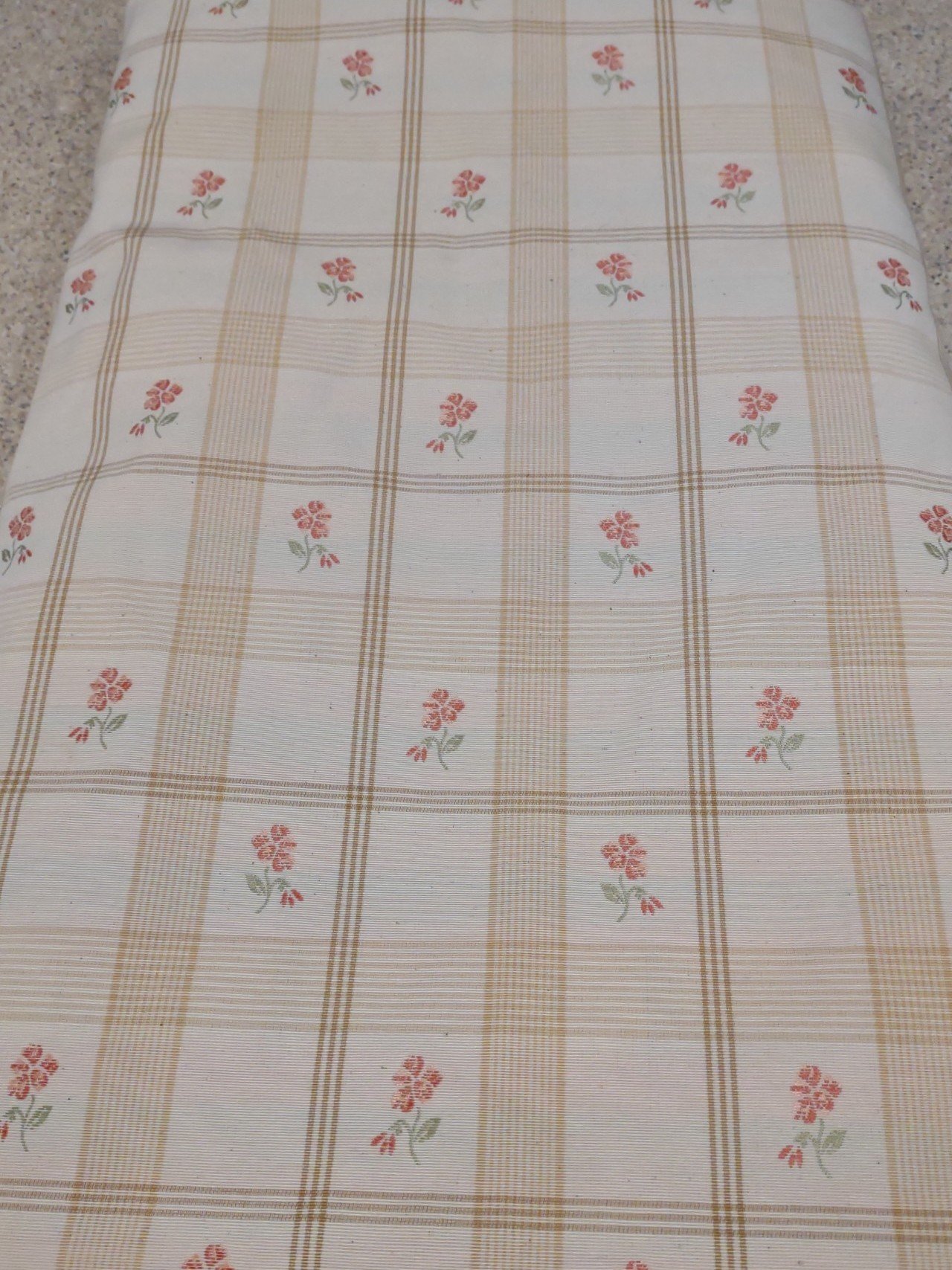 Vintage Decorator Fabric 3.5 Yards 54 Wide Resembles Embroidered Flowers.