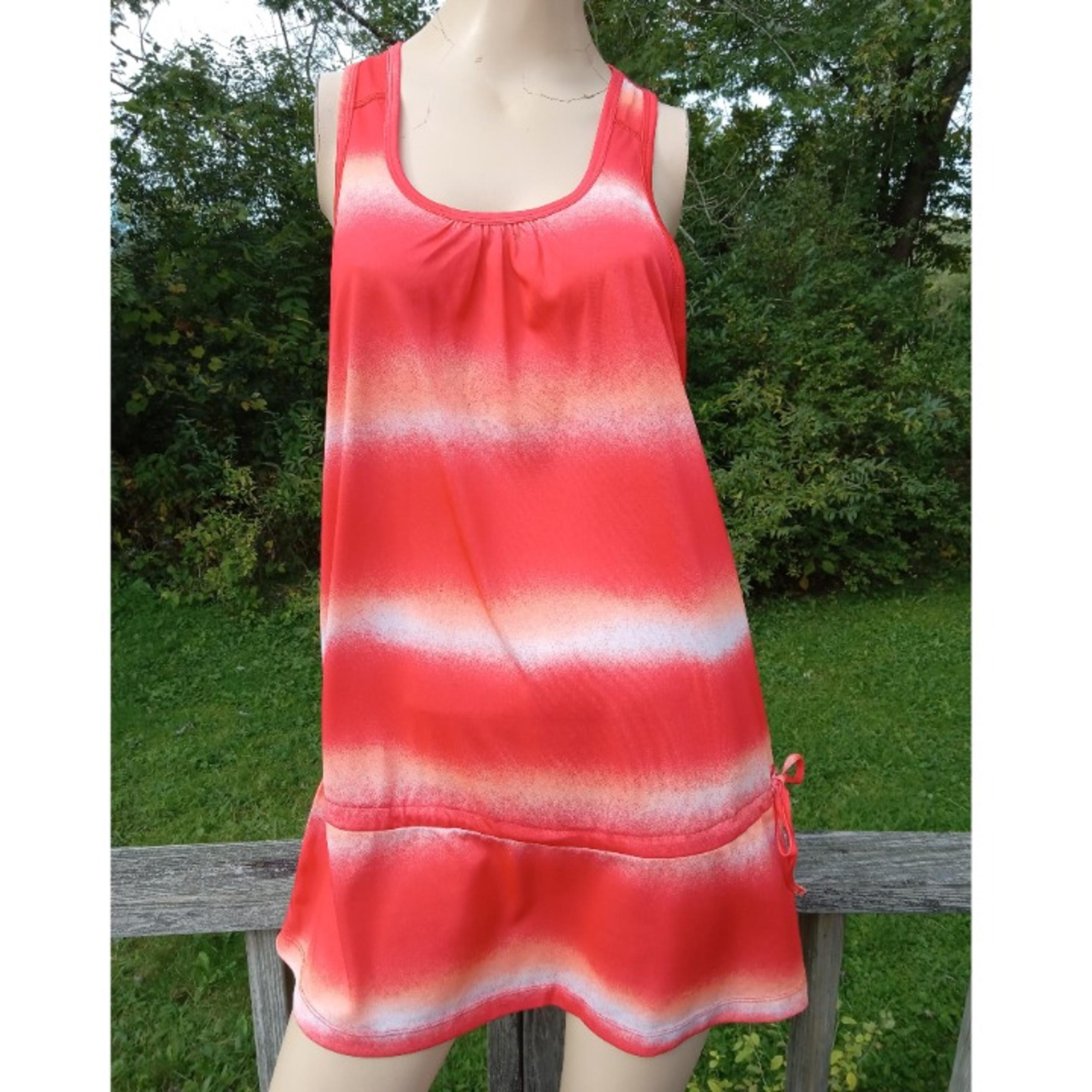RBX Womens L Long Athletic Tank Top Racerback Reflective Print Drawstring EUC
