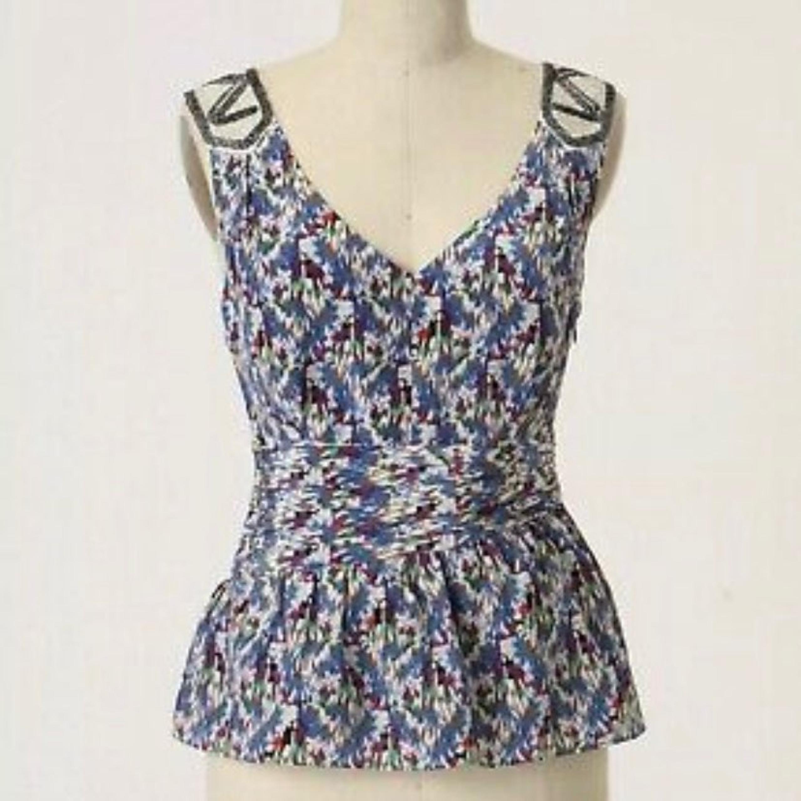 Anthropologie Edme Beaded Silk Tank