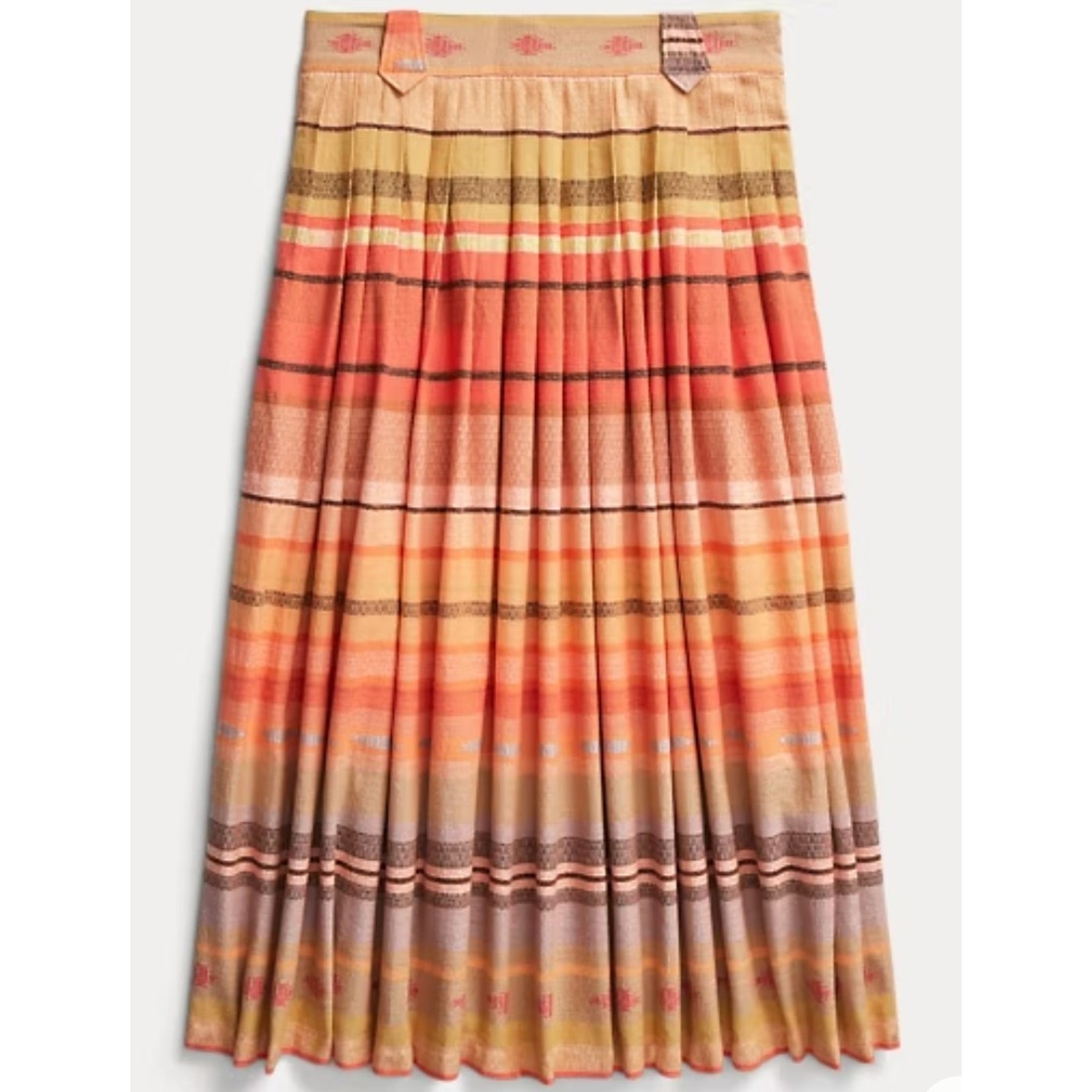 Double RR Ralph Lauren Cotton Striped Jacquard Skirt Multi Print Design Pockets
