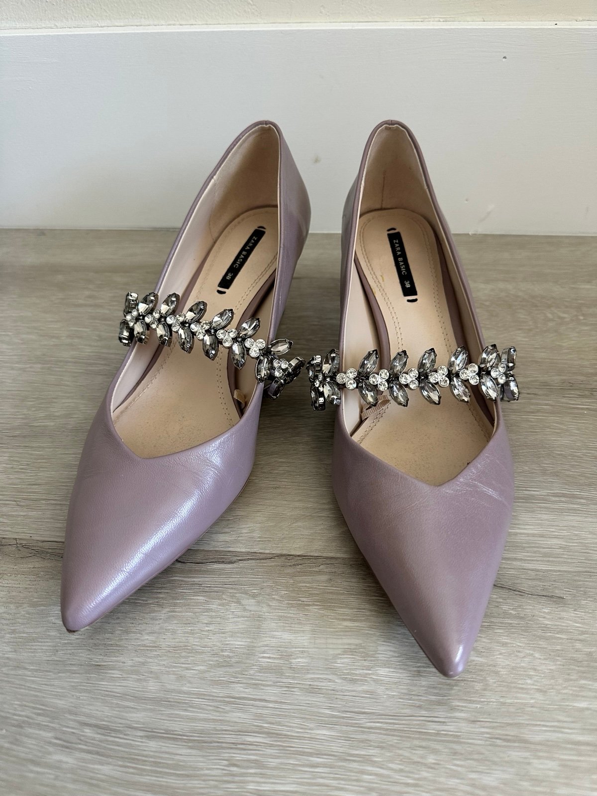 Zara Embellished Kitten mauve heels
