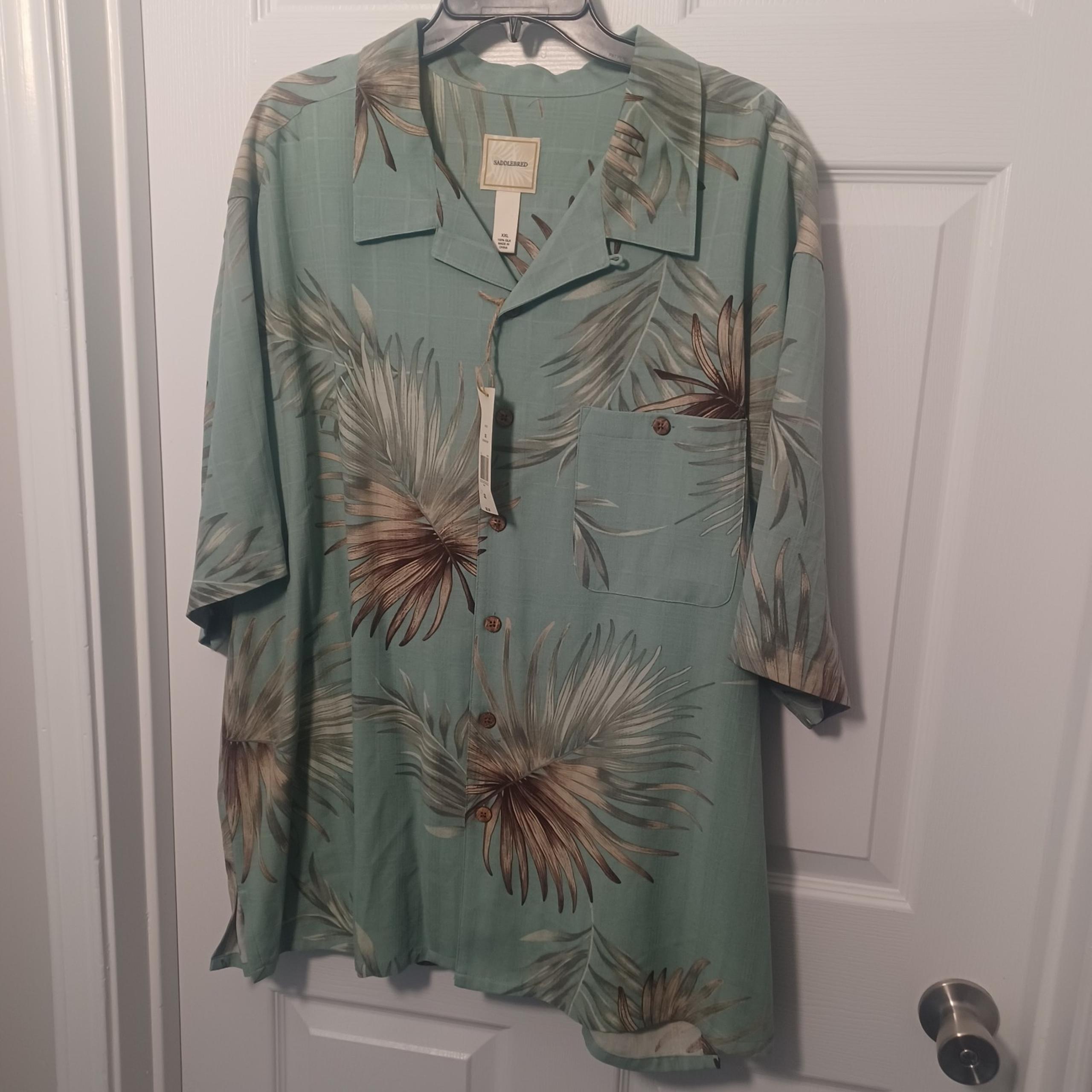 NEW Saddlebred 100% Silk Hawaiian Print Button Down Shirt Men's Sz XXL