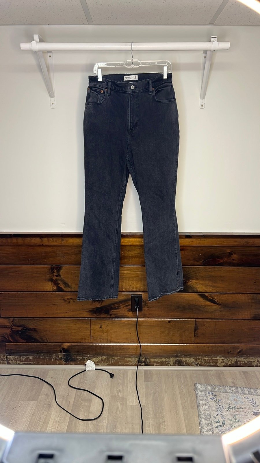 Abercrombie & Fitch The 70’s Vintage Flare Ultra High Rise Curve Love Black Jean