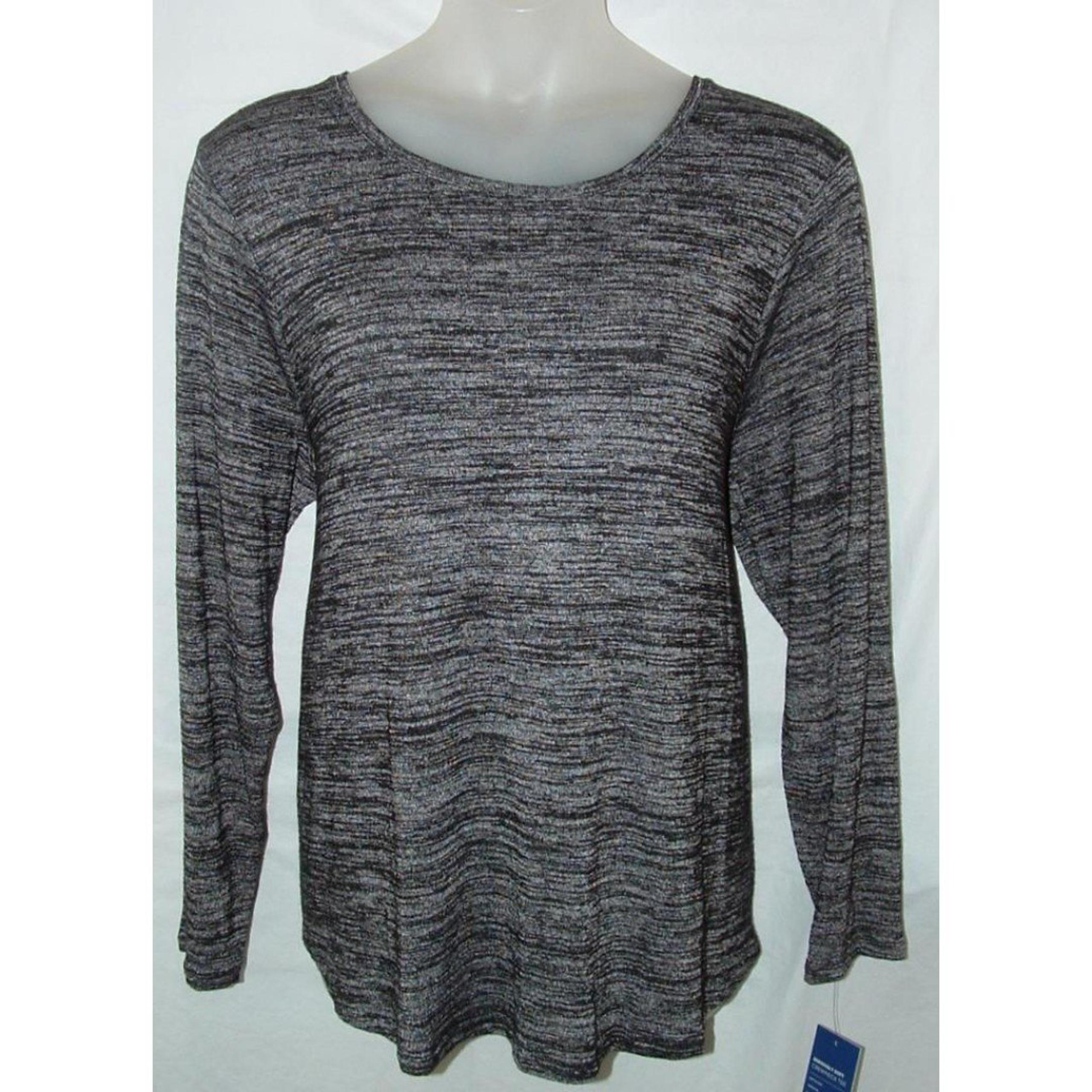 NEW NWT Marled Black Plus Sz 3X Soft Stretchy Lightweight Tunic Sweater APT 9