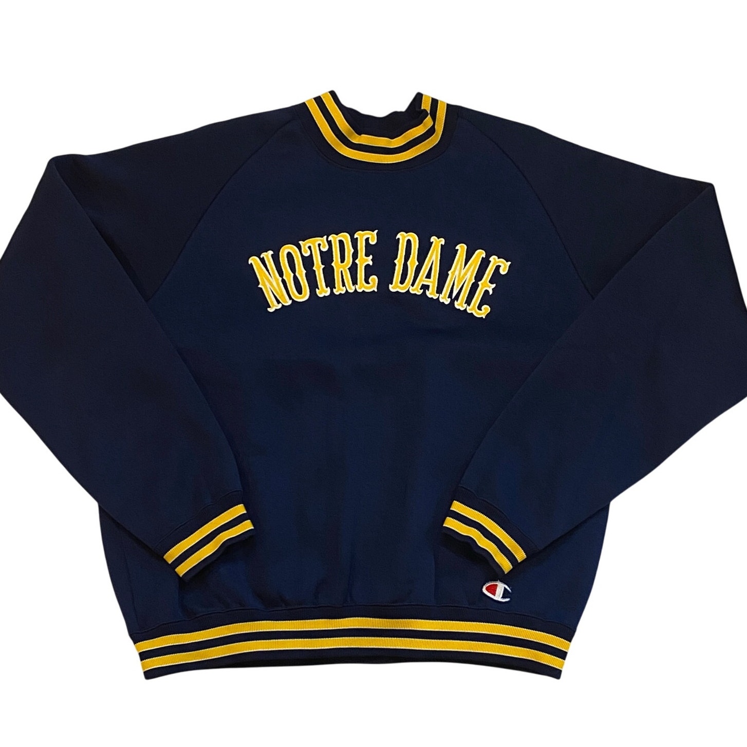 Vintage Champion Notre Dame Sweatshirt Mens XL Blue Mock Neck Long Sleeve 60s