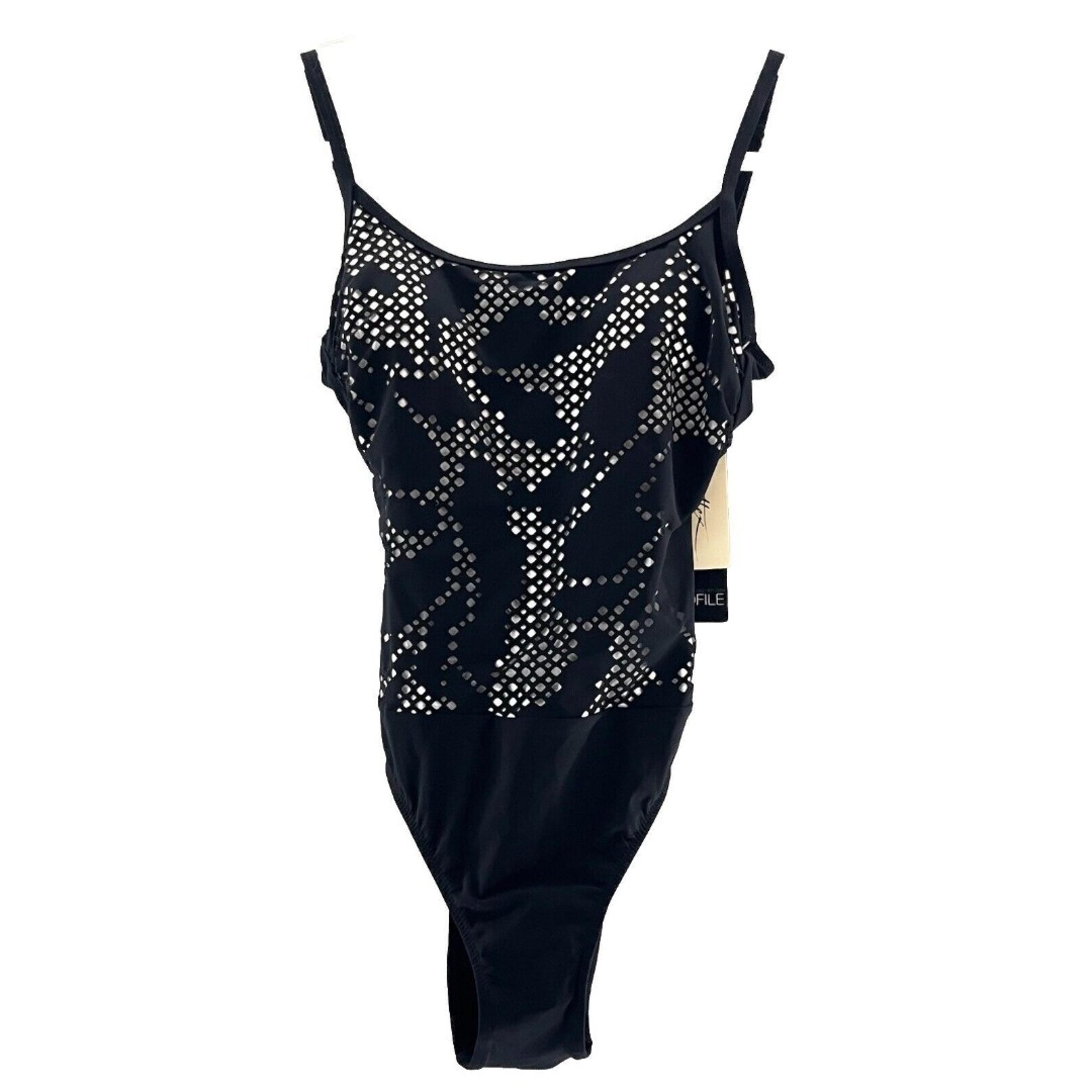 Women’s Gottex One Piece Black Mashrabiya Swimsuit Size 8 NWT