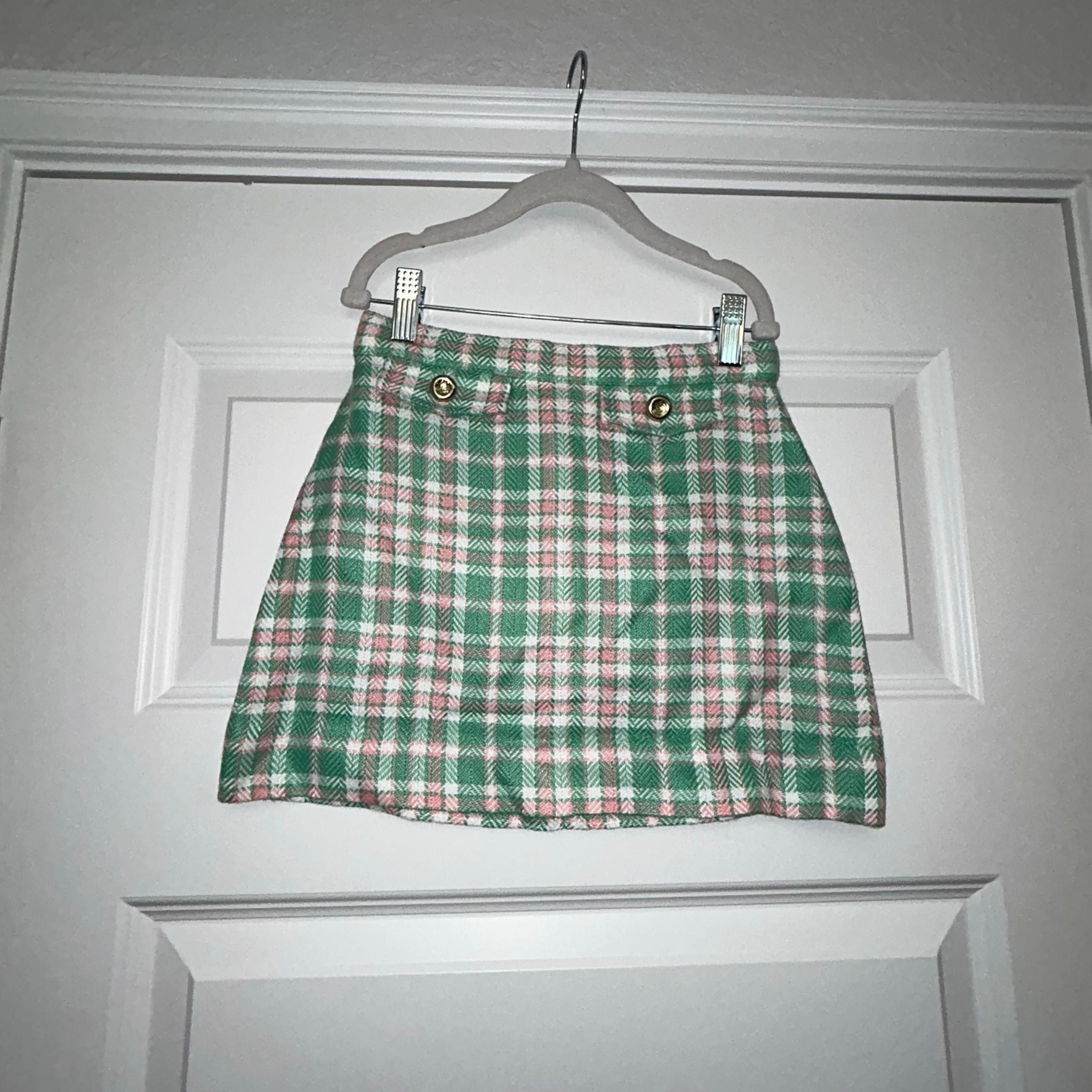 New, The Beaufort Bonnet Company Perrin Pocket Plaid Print Palm Beach Skirt