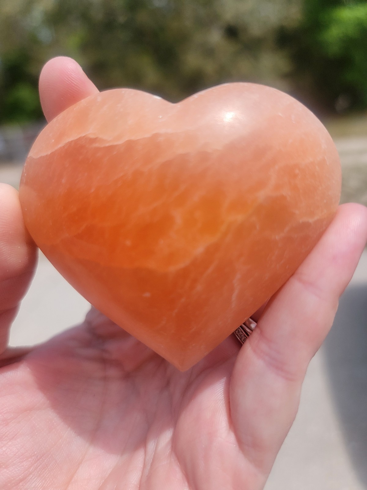 Peach Selenite Heart