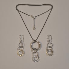 Silpada Sterling Silver Oxidized Triple Threat Necklace & Earrings Set