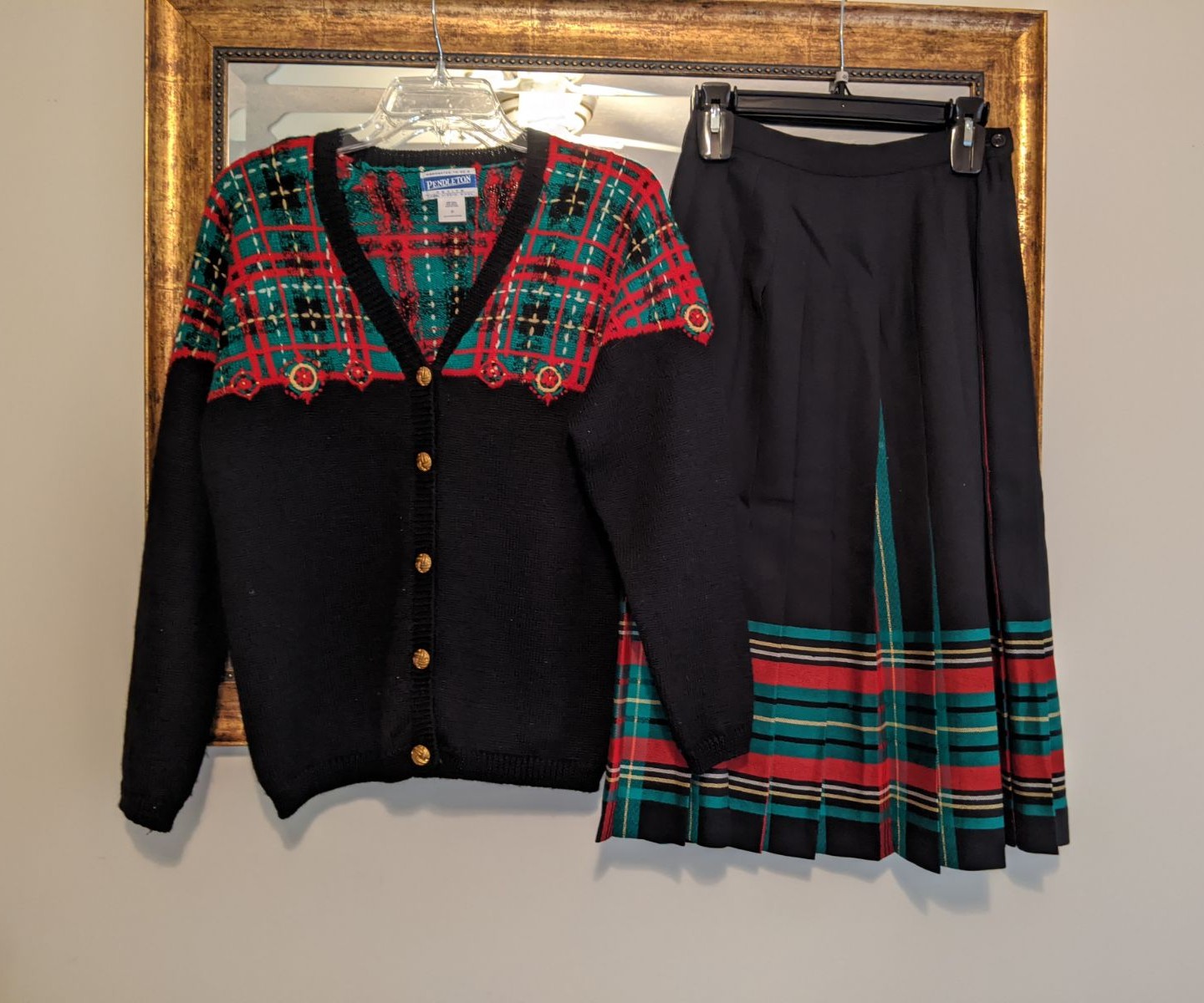 Pendleton Christmas skirt sweater set