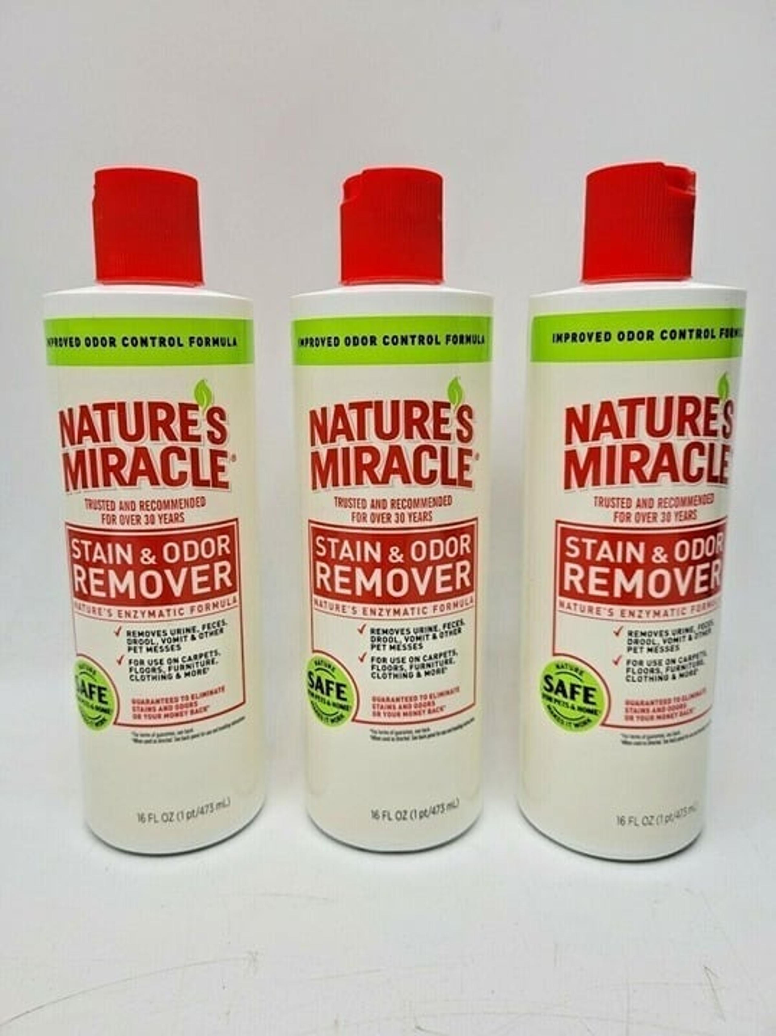 Nature's Miracle Stain & Odor Remover 3 PACK of 16 oz Enzyme Formula - 3 BOTTLES