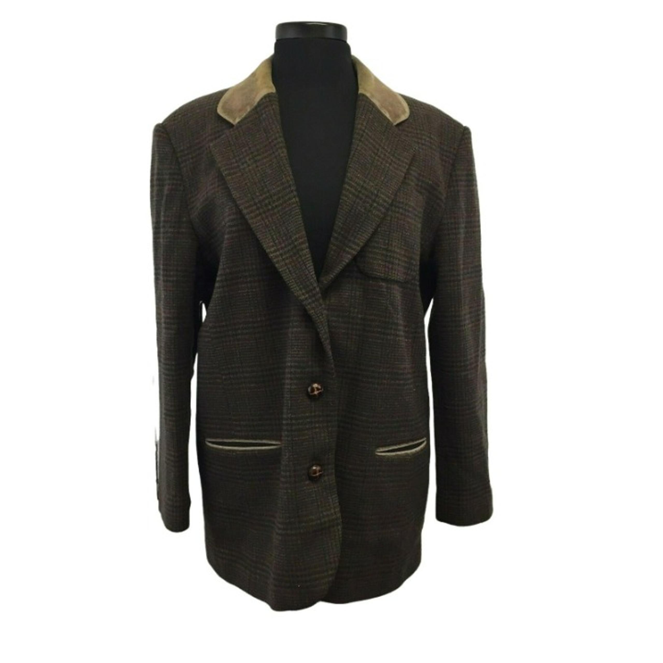 VTG County Seat Jeanswear Jacket Womens Large Brown 100% Wool Leather Trim