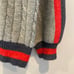 LUZABELLE Grey Wool Blend Cableknit Striped Preppy Academia Sweater Large