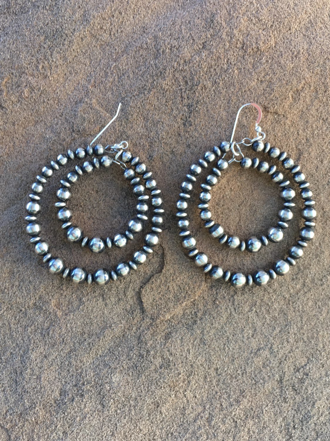 Navajo 2 inch Sterling hoops