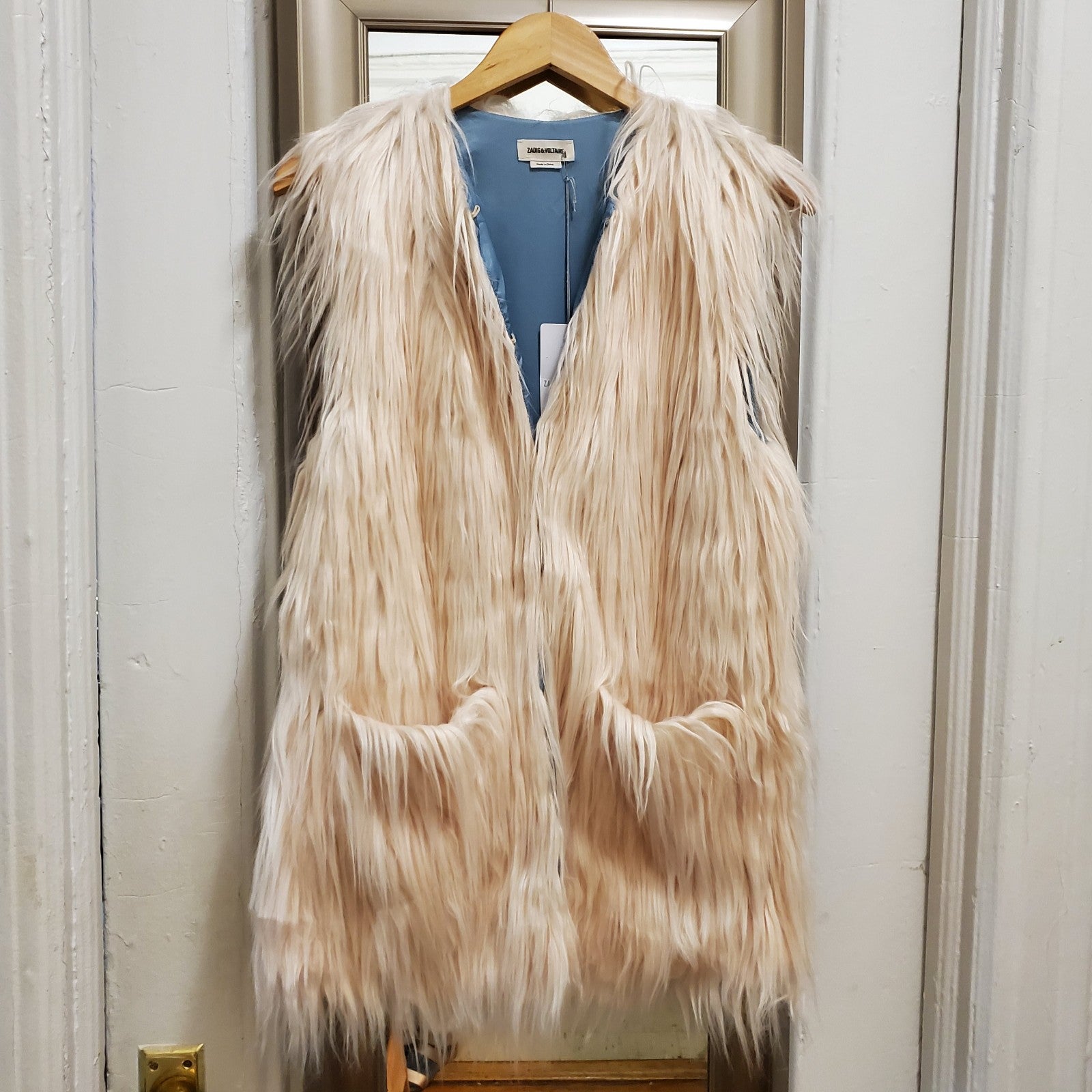 Zadig & Voltaire Fire Ivory Faux Fur Vest