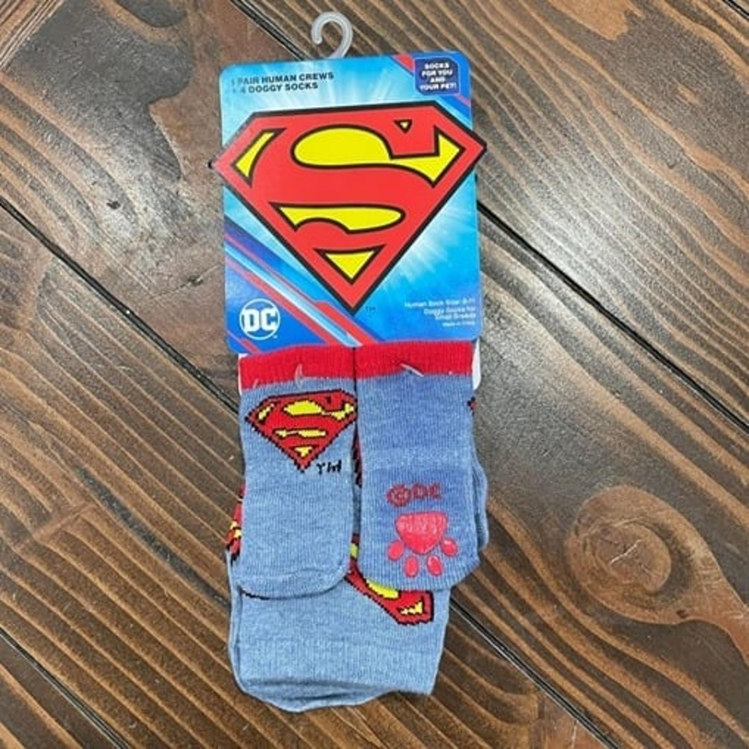 NEW 6Pc Matching Dog & Dog Owner Superman Socks Set