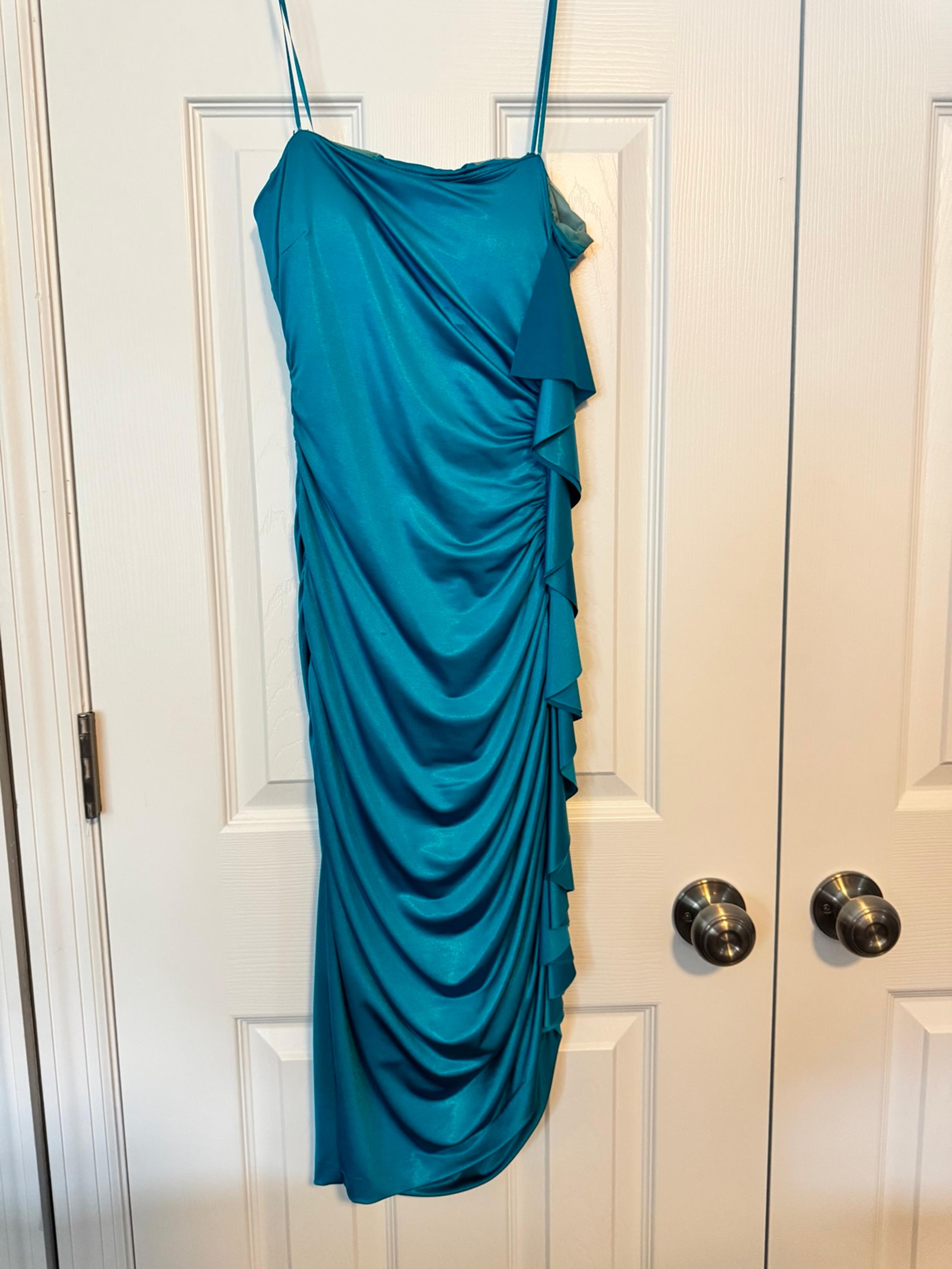Cache turquoise fitted strapless dress 2