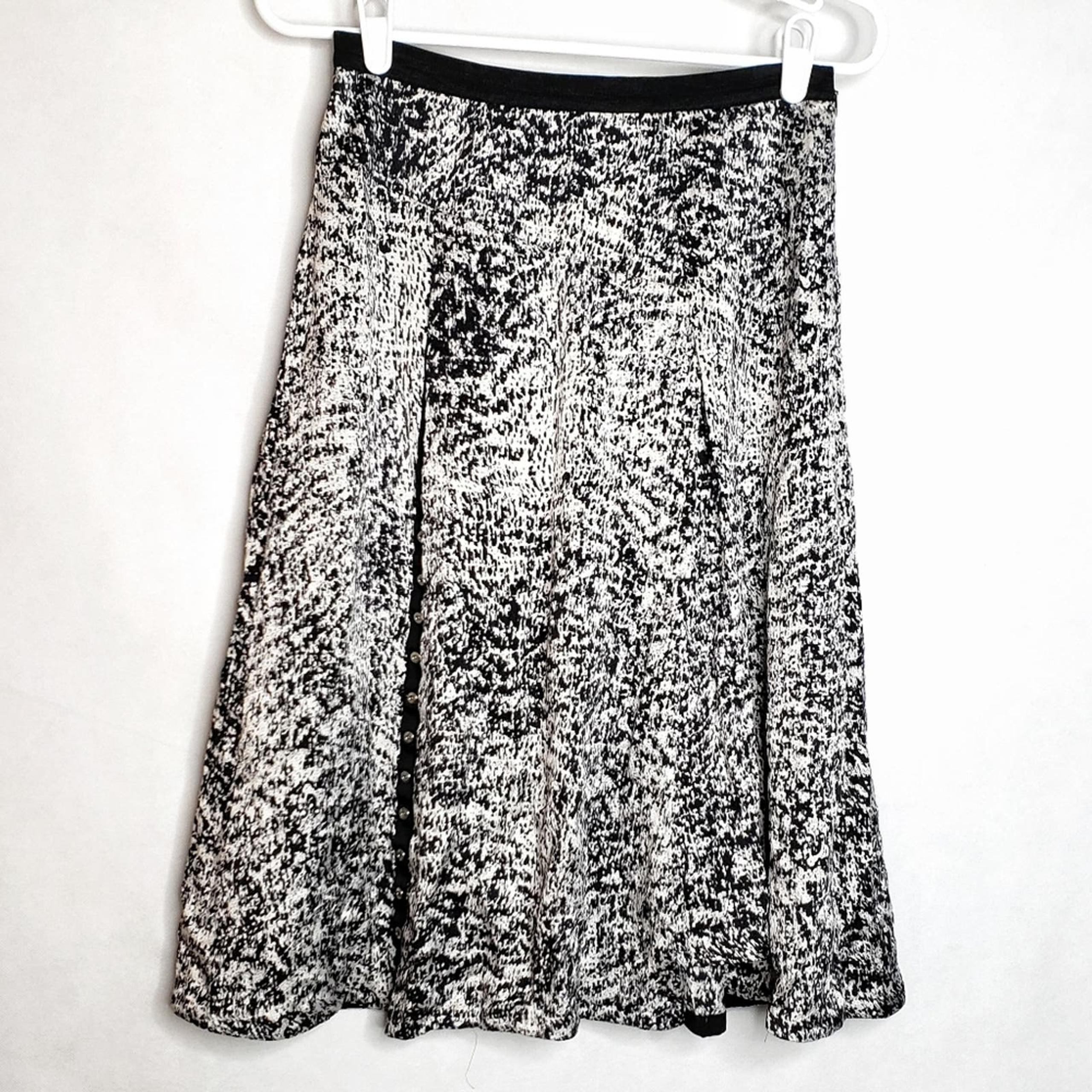 Rebecca Taylor 100% Silk Animal Print Snap Button A Line Flowy Skirt Size 2