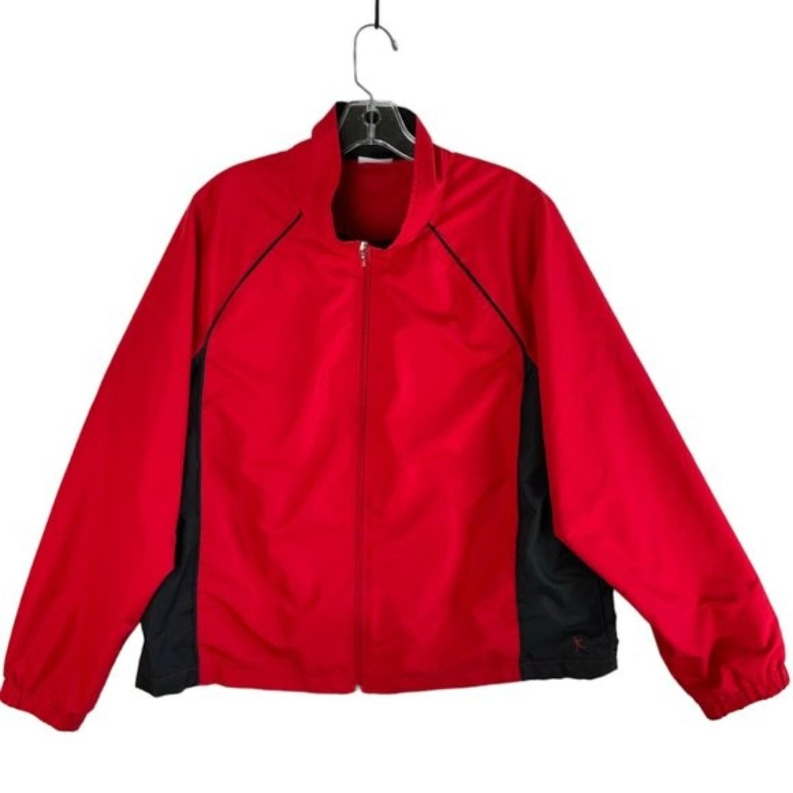 Danskin Womens Windbreaker Lined Red Black Size XL  16 - 18