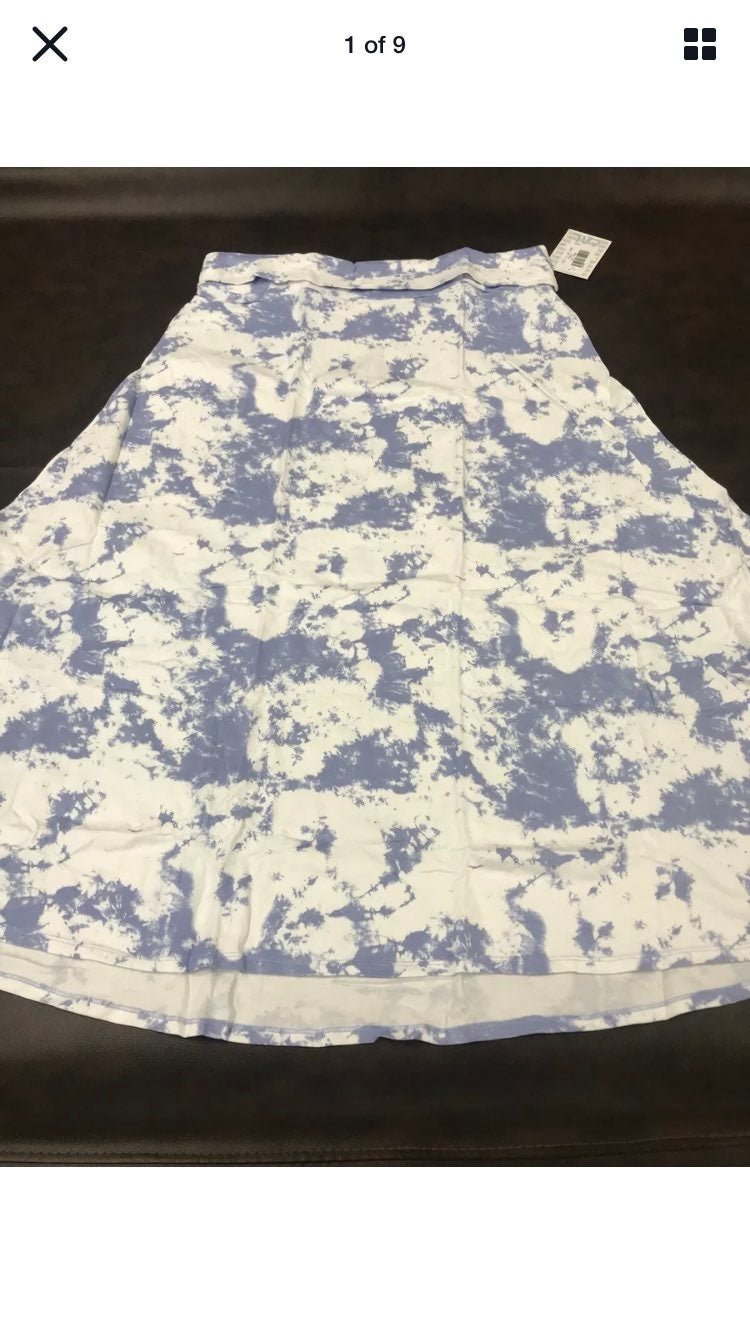 Blue White Tie Dye Maxi Skirt Lularore 2X 22/24 20/22 XXL Plus Unicorn LLR New