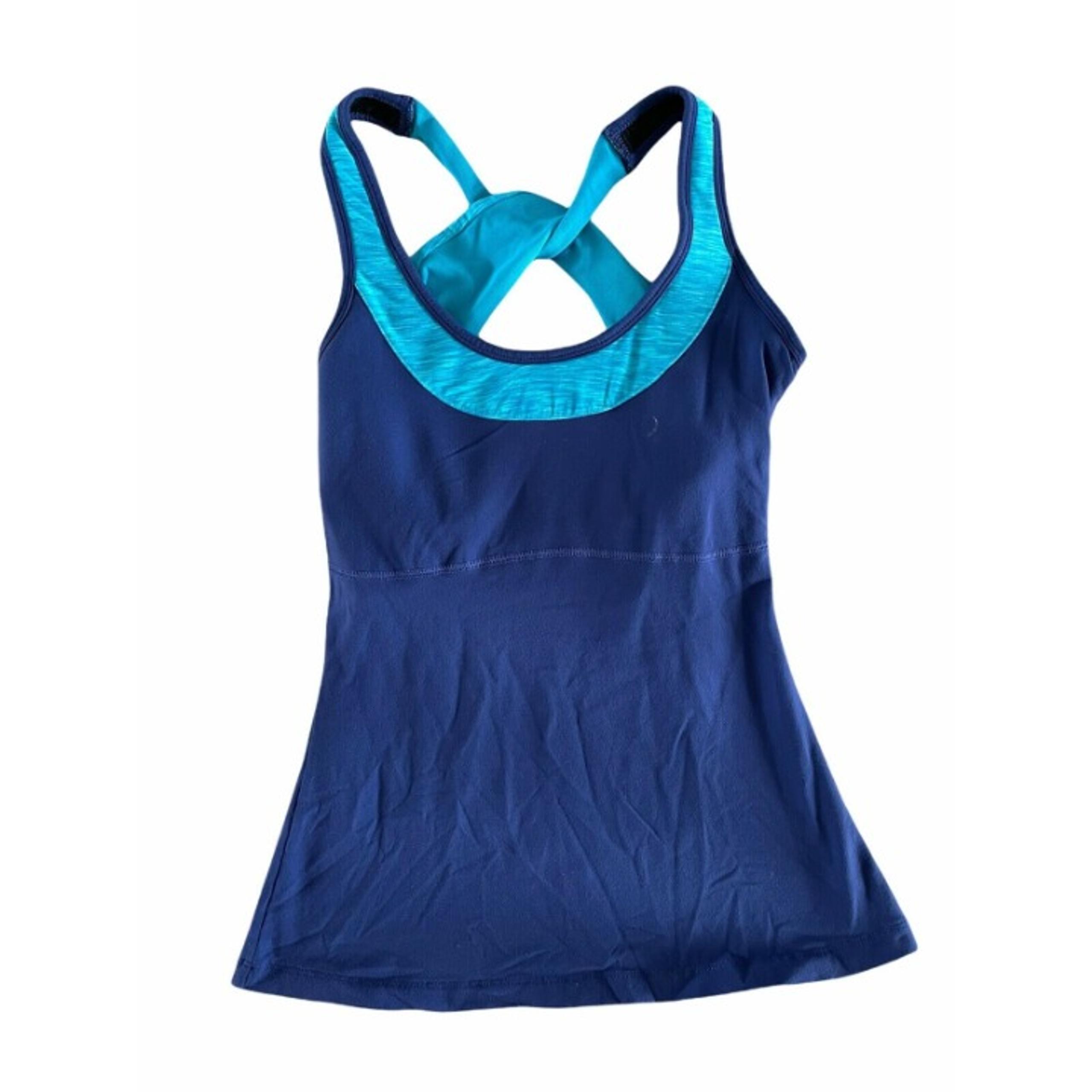 Lucy Activewear Twist Back Tank Built In Bra Purple Blue Small