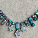 Vintage rhinestone abalone V shape necklace