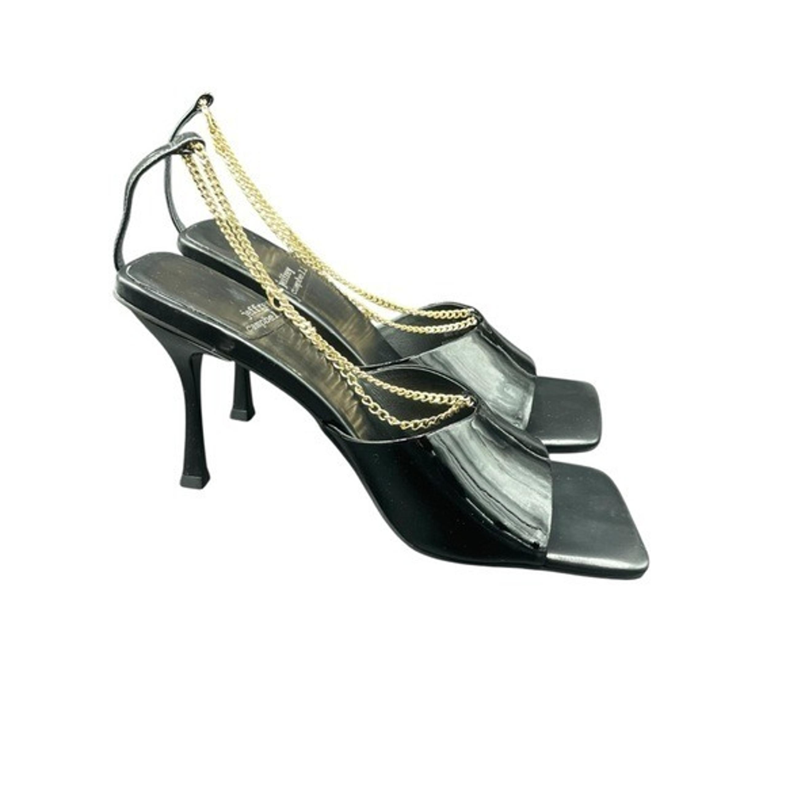 Jeffrey Campbell Black Gold Chain Amelia Heels Sandals Women’s 9