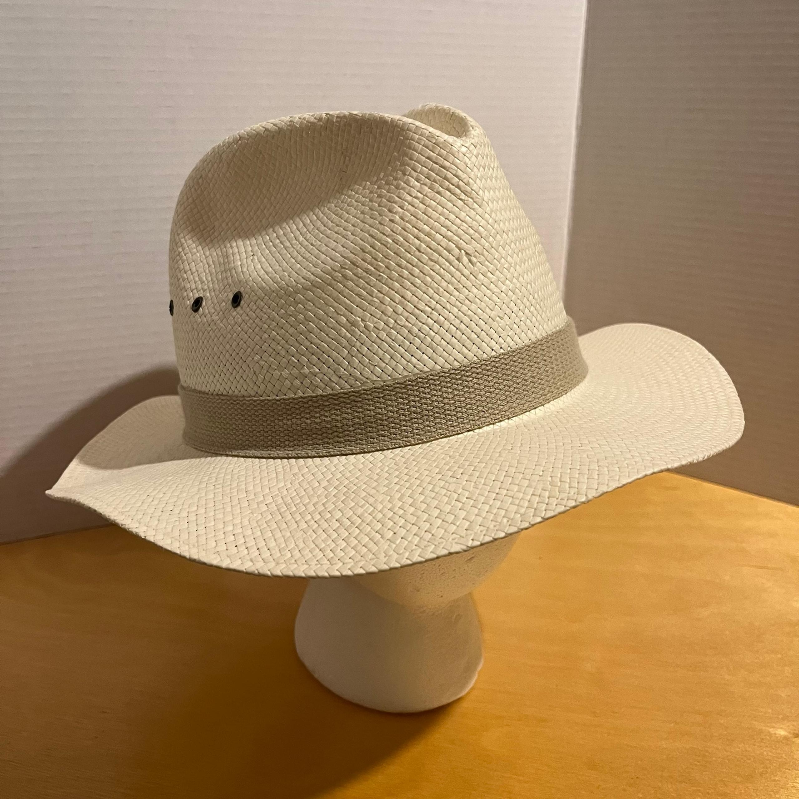 Docker's Safari Wide Brim Straw Hat Men’s Size Medium M Tan