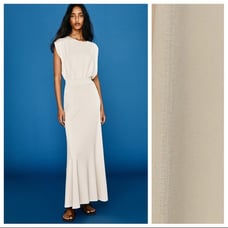 NWT. Zara Cream High-Waisted A - line Silhouette Midi Skirt. Size S.