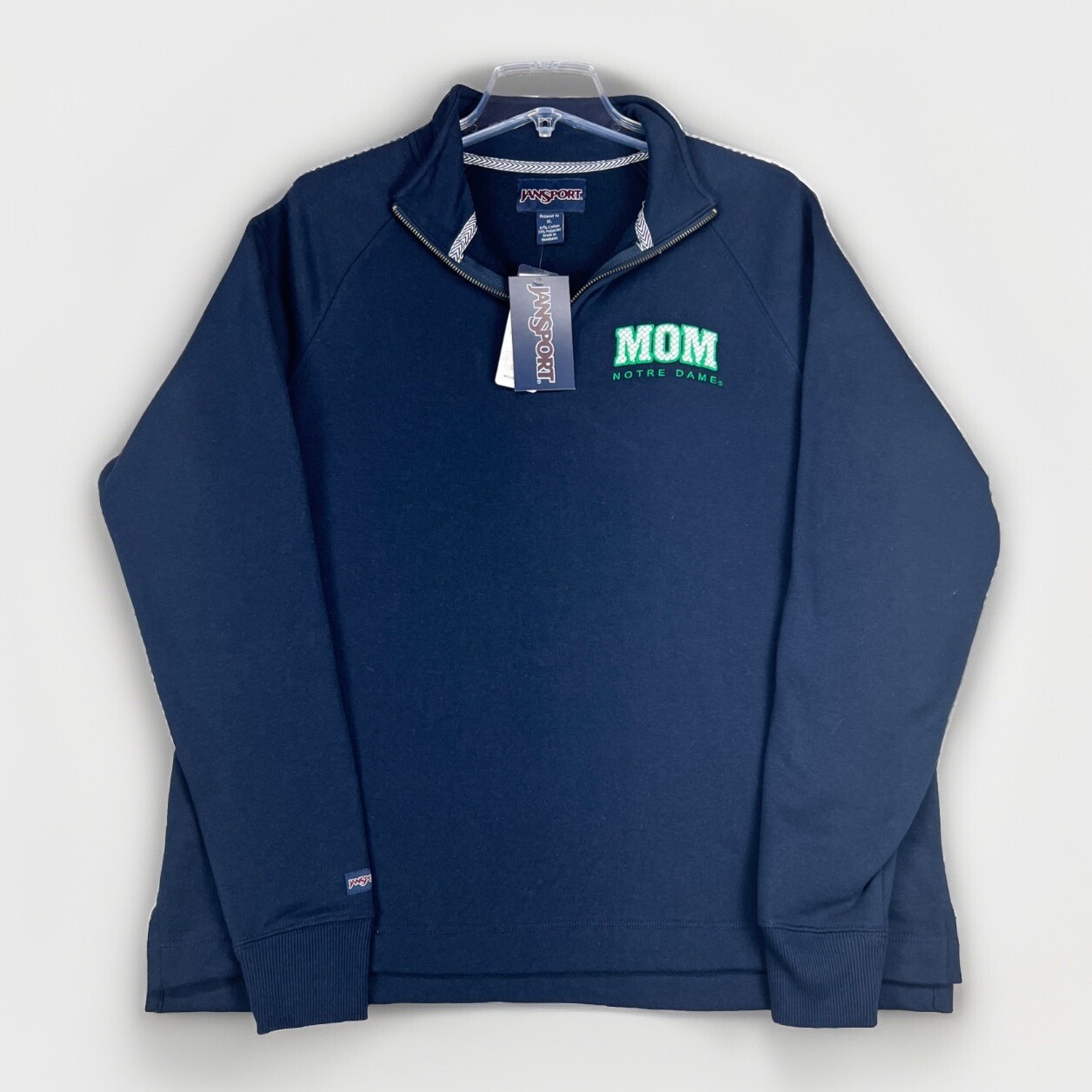 Jansport Notre Dame Mom Fighting Irish 1/4 Zip Pullover Sweatshirt XL NCAA NWT