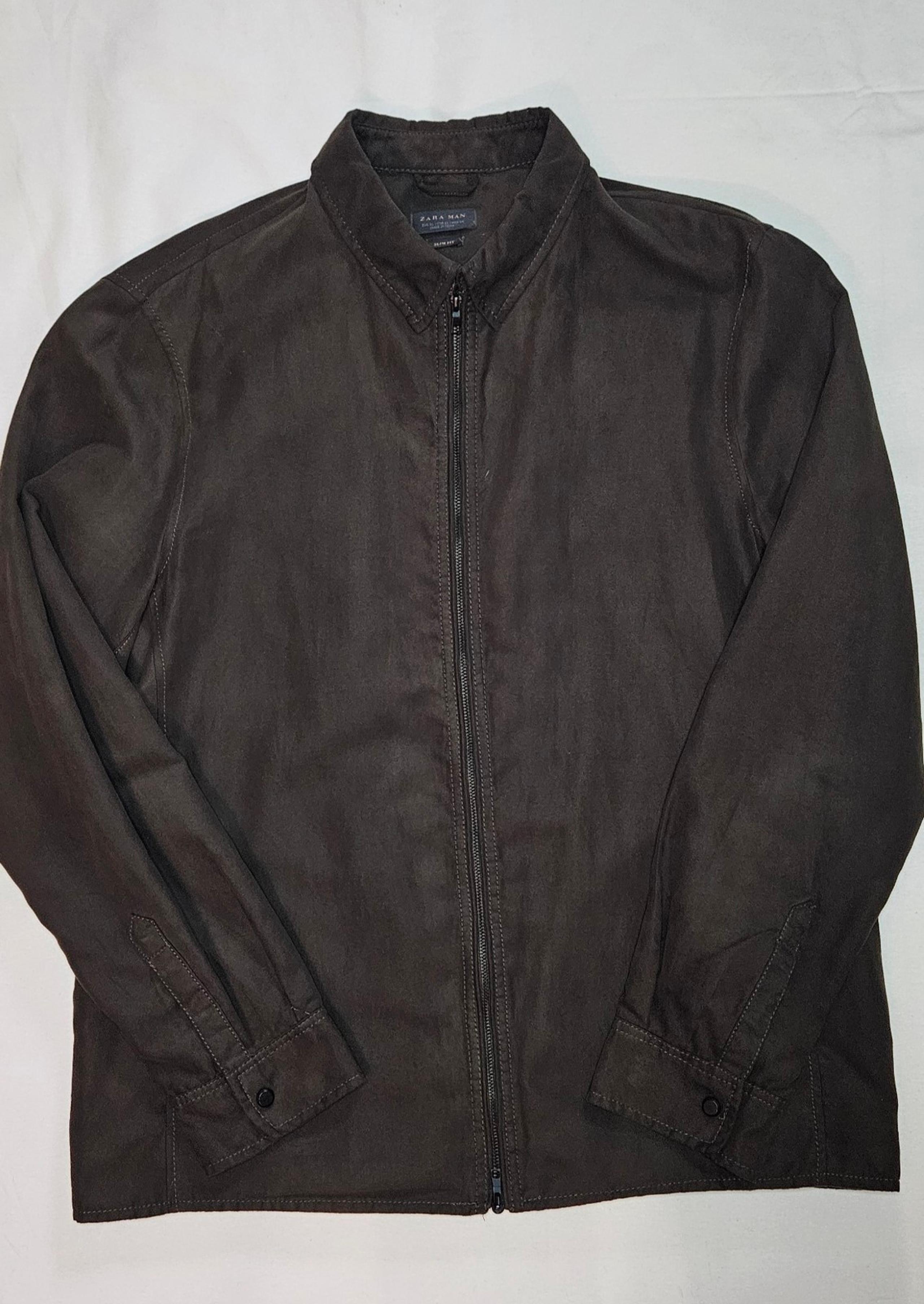Zara Men's 44 XL olive green jacket,  zipper