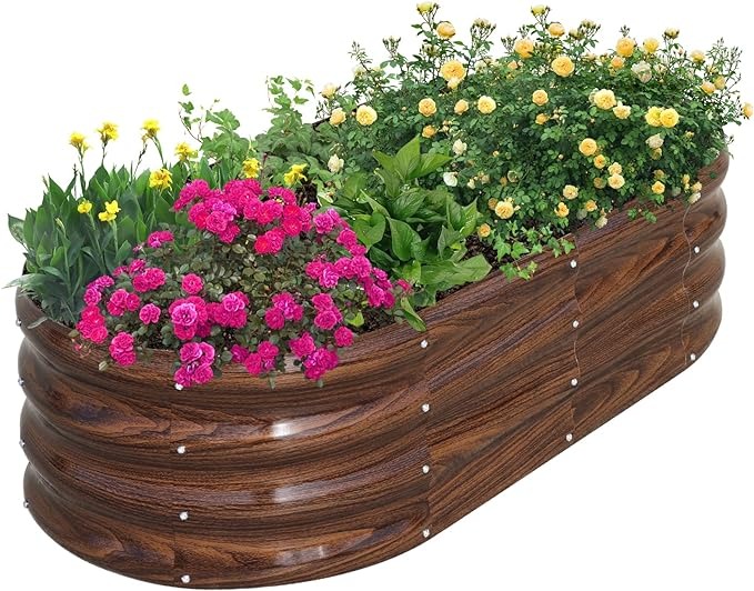 NEW 4x2x1ft Oval Metal Planter Box