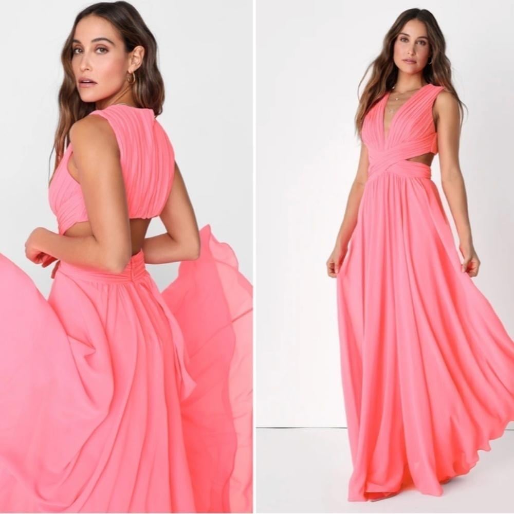 LULU's Prom Wedding Bridesmaid Vivid Imagination Cutout Maxi Dress Small NWOT