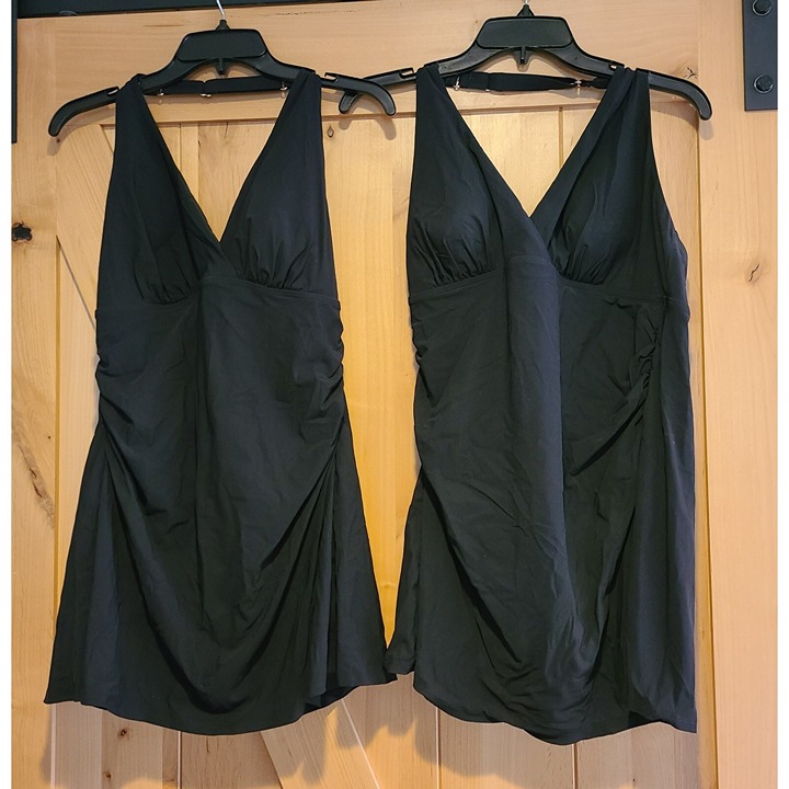 Lot of 2 L.L.Bean Swim Dress Women Size L Back One Piece Halter
